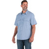 Berne Flex180 Men's Large Chambray Blue UPF Button Down Short Sleeve Shirt