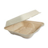 Fiber Hinged Containers, 3-Compartments, 7 x 8.3 x 3.2, Natural, Paper, 300PK