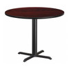 Round Mahogany Laminate Table w/Rnd Base,42", Laminate Top, Wood Grain