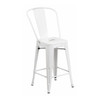 24" High White Metal Counter Height Stool w/Back