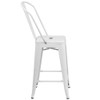 24" High White Metal Counter Height Stool w-Back  CH-31320-24GB-WH-GG