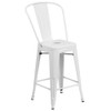 24" High White Metal Counter Height Stool w-Back  CH-31320-24GB-WH-GG