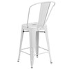 24" High White Metal Counter Height Stool w-Back  CH-31320-24GB-WH-GG