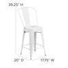 24" High White Metal Counter Height Stool w-Back  CH-31320-24GB-WH-GG