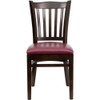 Hercules Restaurant Chair, Wood Back, 17-1-2 in W 20-3-4" L 34-1-2" H  XU-DGW0008VRT-WAL-BURV-GG