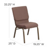 Hercules Church Chair, Brown Back, 19-1-4 in W 25" L 33-1-4" H, Fabric Seat  FD-CH02185-GV-BNDOT-GG