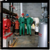 Flame Resistant Coverall Rain Suit, PVC, 17 mil Thick, Attached Hood, Green, 4XL  V41108