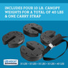 Tailgate Canopy Weights W- Carry Strap, (4) 10 lb Weights, Plastic-Cement, Black  U0040