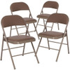HERCULES Series Double Braced Beige Vinyl Folding Chair,PK4  4-HA-F003D-BGE-GG