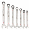 Ratcheting Combination Wrench Set, SAE, 3/8 in to 3/4 in Head Sizes, 12 Points, 7-Piece
