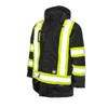 Men's Hi-Vis Safety Parka, 300D Poly Oxford with PU Coating, Black, S