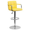 Yellow Quilted Vinyl Barstool, Adj Height, Weight Capacity: 330 lb.  CH-102029-YEL-GG