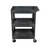 Luxor Plastic Utility Tub Cart - Three Shelf-Black - 24" x 18" SEC111-B