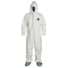 Tyvek 400 Hooded Disposable Coverall, Attached Skid-Resistant Boots, Elastic Wrist, 4XL, White