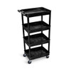 Luxor Tub Shelf Cart - Four Shelves -Black STC1111-B