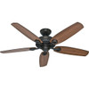 Decorative Ceiling Fan, 52 in Blade Dia, 5 Blades, 3 Speeds, 120V AC, New Bronze  53242