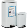 Honey Can Do 7.92 Gal. & 1.3 Gal. White Stainless Steel Trash Cans (2-Count)