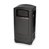 Plaza 35 gal Rectangular Outdoor Can, Black, None, Plastic, 20 5/8 in