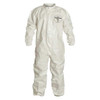 0 Coverall. Collar. Elastic Wrists and Ankles. Storm Flap with Adhesive Closure. White. 3X