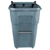 BRUTE 65 gal Rectangular Rolling Plastic Can, Gray, None, Plastic, 25 3-8 in  FG9W2100GRAY