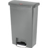 Slim Jim Step-On 13 gal Rectangular Slim-Profile Plastic Can, Gray, Foot Pedal, Plastic, 12 1/8 in