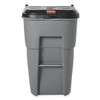 BRUTE 95 gal Rectangular Rolling Plastic Can, Gray, None, Plastic, 27 3/8 in