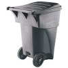 BRUTE 95 gal Rectangular Rolling Plastic Can, Gray, None, Plastic, 27 3-8 in  FG9W2200GRAY