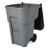 BRUTE 95 gal Rectangular Rolling Plastic Can, Gray, None, Plastic, 27 3-8 in  FG9W2200GRAY