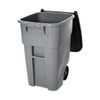 BRUTE 50 gal Rectangular Rolling Plastic Can, Gray, None, Plastic, 23 3/8 in