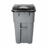 BRUTE 50 gal Rectangular Rolling Plastic Can, Gray, None, Plastic, 23 3-8 in  FG9W2700GRAY