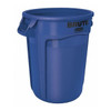 BRUTE 32 gal Round Heavy Duty Plastic Can, Blue, None, Plastic, Not Applicable