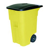 BRUTE 50 gal Rectangular Rolling Plastic Can, Yellow, None, Plastic, 23 3/8 in