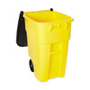 BRUTE 50 gal Rectangular Rolling Plastic Can, Yellow, None, Plastic, 23 3-8 in  FG9W2700YEL