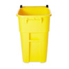 BRUTE 50 gal Rectangular Rolling Plastic Can, Yellow, None, Plastic, 23 3-8 in  FG9W2700YEL