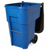 BRUTE 95 gal Rectangular Rolling Plastic Can, Blue, None, Plastic, 27 3-8 in  FG9W2273BLUE