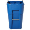 BRUTE 95 gal Rectangular Rolling Plastic Can, Blue, None, Plastic, 27 3-8 in  FG9W2273BLUE