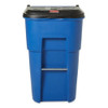 BRUTE 95 gal Rectangular Rolling Plastic Can, Blue, None, Plastic, 27 3-8 in  FG9W2273BLUE