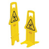 Floor Safety Sign, Caution, Eng/Sp/Fr, 25 in H, 13 in W, Polypropylene, Rectangle, FG9S0900YEL