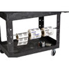 Plastic Utility Cart with Deep Lipped Plastic Shelves, Ergonomic, 2 Shelves, 500 lbs.