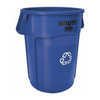 44 gal Round Recycling Bin, Open Top, Blue, Polyethylene, 1 Openings