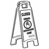 Closed Floor Sign, 25 in H, 11 in W, HDPE, Triangle, English, French, German, Spanish, FG611278YEL