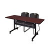 Rectangle FlipTop Table, 60" W, 29" H, Laminate Top, Mahogany