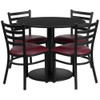 Round Blk Lam Table,Brgundy Vinyl Seat,Rnd,36", Laminate Top, Wood Grain  RSRB1005-GG