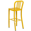 Flash Furniture 30" High Yellow Metal Barstool with Slat Back CH-61200-30-YL-GG