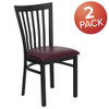 Black School House Back Metal Restaurant Chair,Burgundy Vinyl Seat,PK2  2-XU-DG6Q4BSCH-BURV-GG