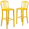 2PK 30" High Yellow Metal Barstool with Slat Back  2-CH-61200-30-YL-GG