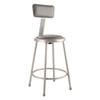 National Public Seating Round Stool with Backrest, Height 24"Gray 6424B