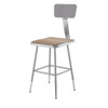 National Public Seating Square Stool with Backrest, Height 19" to 27"Gray 6318HB