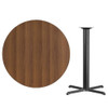 Round Walnut Table Top,Round w-X-Base,42", Laminate Top, Wood Grain  XU-RD-42-WALTB-T3333B-GG