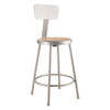 National Public Seating Round Stool with Backrest, Height 24"Gray 6224B